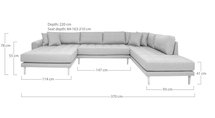 Dagmarri U-shaped corner sofa, olive, left-hand side, with black legs