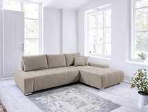 Corner sofa with sleeping function Magliano L-shaped with storage, dark beige corduroy, right-hand side