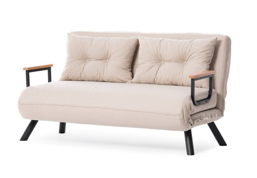 Aligmart sofa bed with armrests, light cream linen