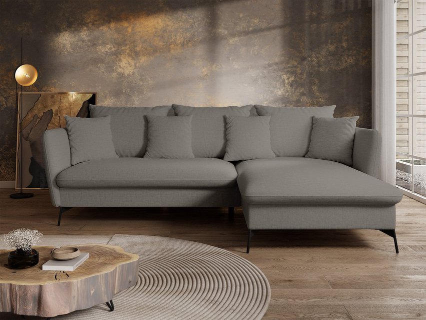 Castilio L-shaped corner sofa with sleeping function with Moly 85 container, hydrophobic chenille, right-hand side