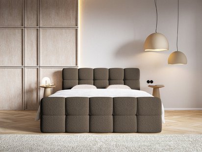 Continental bed 160x200 cm Cloudy with containers and Legend 07 boucle topper