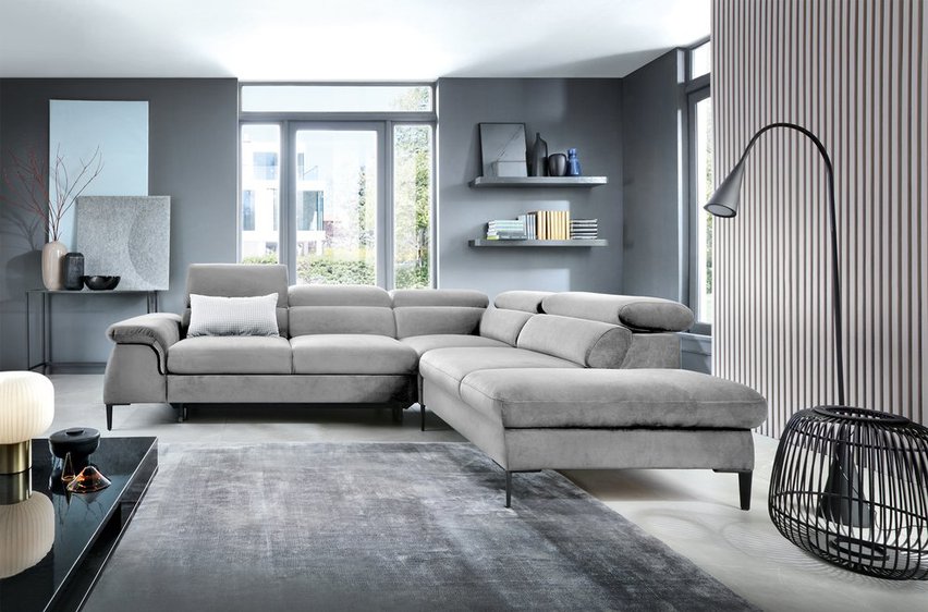 Naverro L-shaped corner sofa bed (Fabric: Monolith 84, Side: Right)