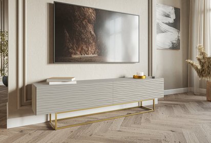 Wavio TV cabinet with gold legs 175 cm Gray beige