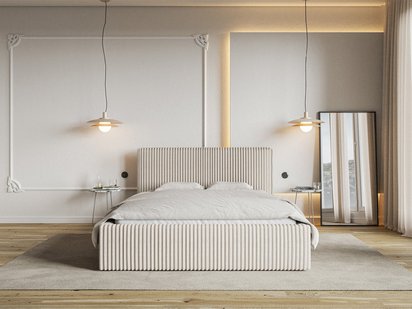 Upholstered bed 180x200 cm Tilio with storage, metal frame Tilia 01 thick corduroy