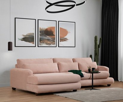 Bellines corner sofa corduroy light pink left