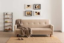 Puloin cream three-seater sofa bed