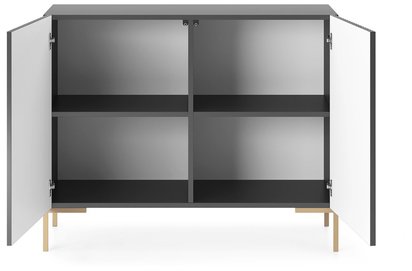 Lammelo two-door chest of drawers, 92 cm, black slats with gold legs