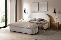 Upholstered bed 160x200 cm Ovo with Castel 04 storage, metal frame, gas lift, easy-to-clean velvet