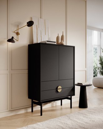 Stoon Two-Door Chest of Drawers 85cm Black