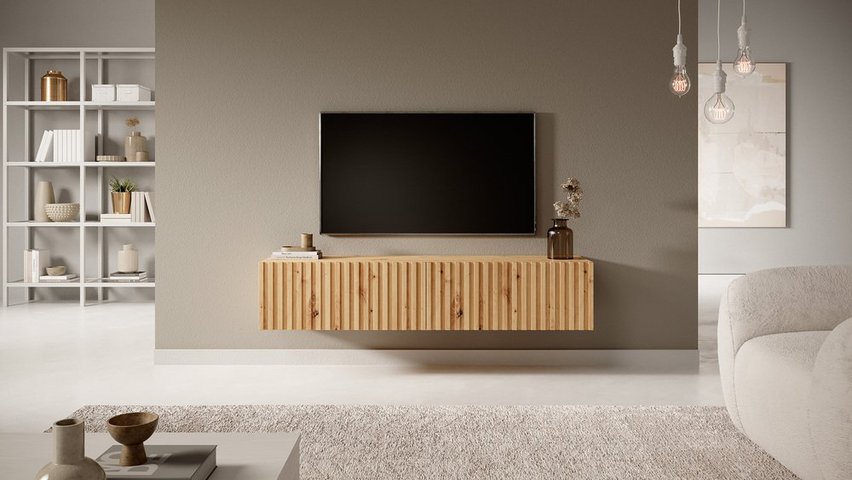 Telire TV cabinet 138.6 cm, artisan oak slats