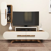 Ovalia TV cabinet 145 cm with cream front and hanging cabinet