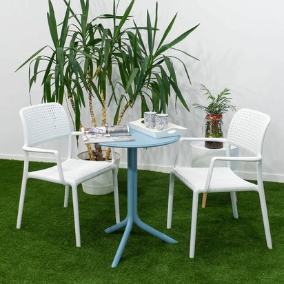 Spritz Nardi round garden table, 60 cm, made of certified light blue material