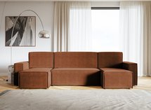 Copertino U-shaped corner sofa with sleeping function with storage, universal copper hydrophobic velvet