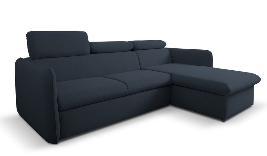 Corner sofa with sleeping function Paladia Castel 79 in hydrophobic velvet fabric, right-hand side