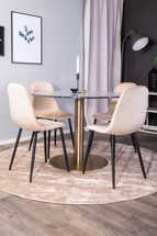 Hourine round dining table 106x106 cm marble/gold base