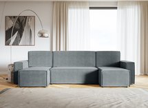 Copertino U-shaped corner sofa with sleeping function with storage, universal, grey, hydrophobic velvet