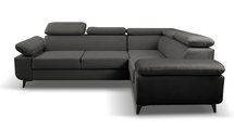 Corner sofa with sleeping function Beraus Castel 93 in hydrophobic velvet fabric, right-hand side