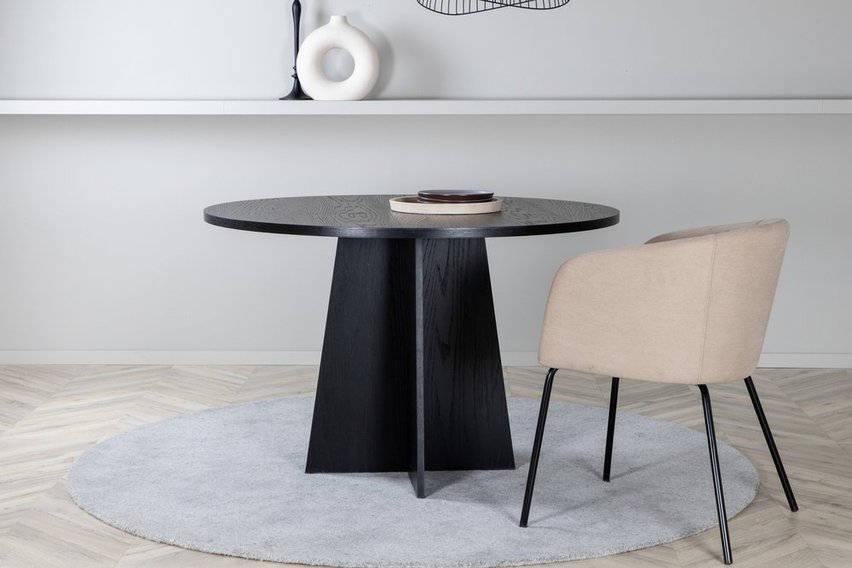 Quishly round dining table diameter 110 cm/black oak