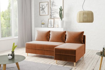 Corner sofa with sleeping function Suspla L-shaped with container universal Kronos 40 velour