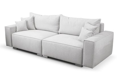 Netlan Aragon 80 three-seater sofa with storage in hydrophobic fabric, braided legs, silver