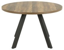 Agadis round dining table, structural oak, on a metal base, 120-210 cm