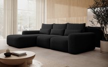 Carnos L-shaped corner sofa with sleeping function with additional lumbar pillows Melody 15 left-hand chenille