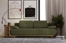 Marene three-seater sofa bed with storage, olive hydrophobic