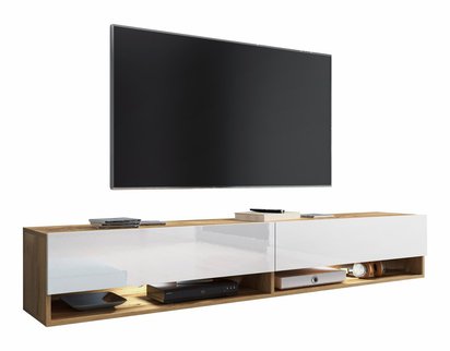 TV cabinet Wander 180 cm wotan / white gloss (Lighting: No)