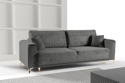 Jokiranta three-seater sofa with storage, grey, thick corduroy