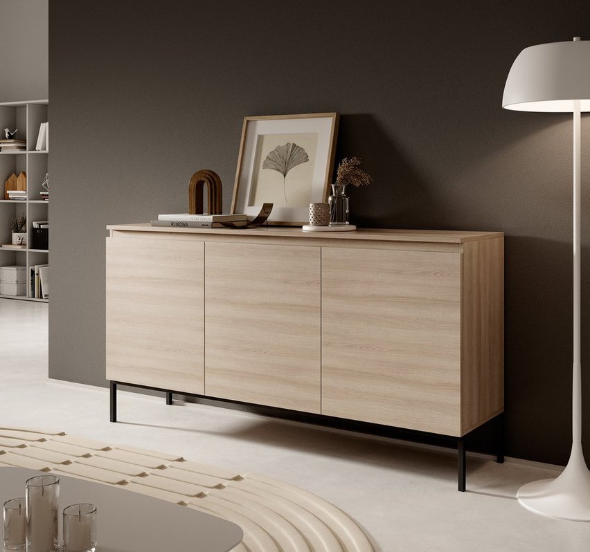 Bemmi three-door chest of drawers 150 cm Linberg Oak