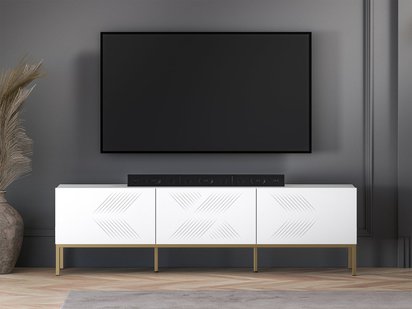 Nebbato TV cabinet 170 cm white with gold frame