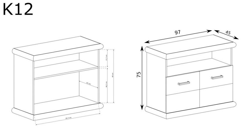 Korkone TV Cabinet 97 cm (Kraft White)