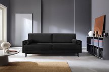 Kadaver three-seater sofa bed with storage (Fabric: Riviera 100, Legs: Black)