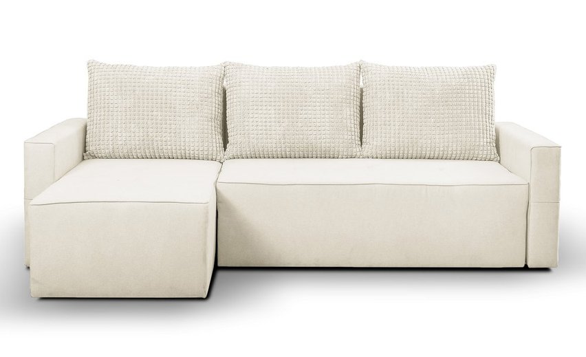 Bismo L-shaped corner sofa bed with storage (Fabric: Asti 25 Suzi 14, Side: Left)