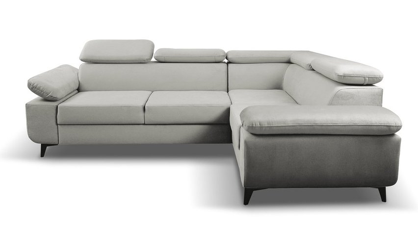 Corner sofa with sleeping function Beraus Castel 80 in hydrophobic velvet fabric, right-hand side