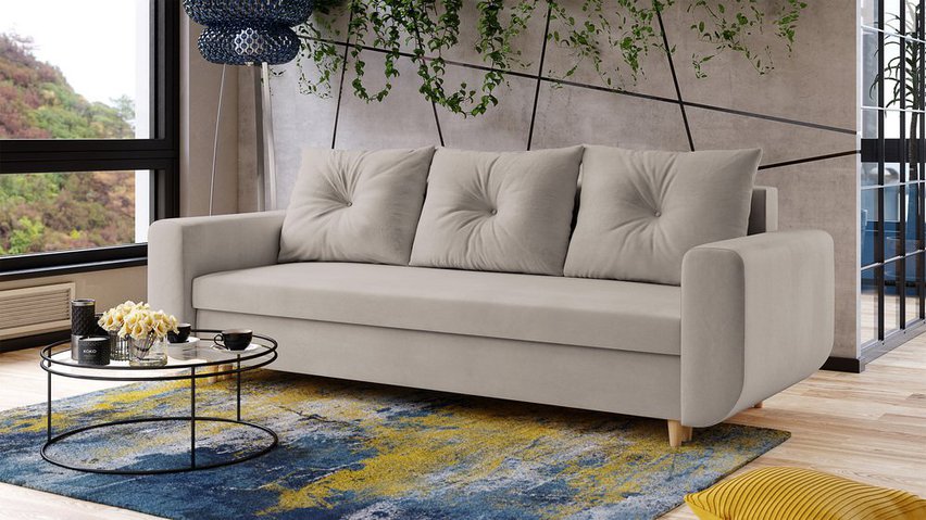 Chesby sofa bed with storage Paros 02 velvet