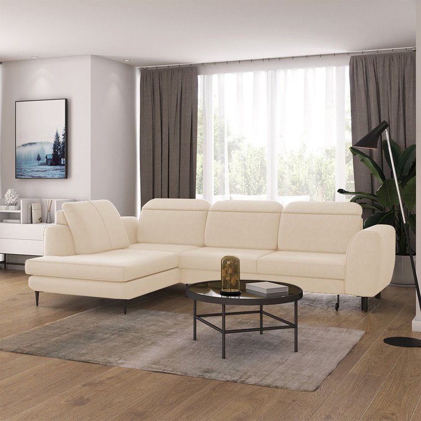 Corner sofa with sleeping function Tasar (Fabric: Matt Velvet 06, Side: Right)