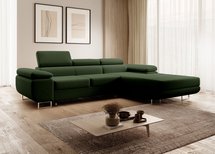 Ganta L-shaped corner sofa with sleeping function with Castel 39 container, easy-to-clean velvet, right-hand side