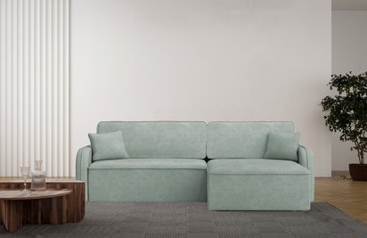 Corner sofa with sleeping function Picatti Amon 27 L-shaped with a container in hydrophobic fabric universal velour