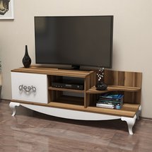 Ornamentic TV cabinet with walnut body