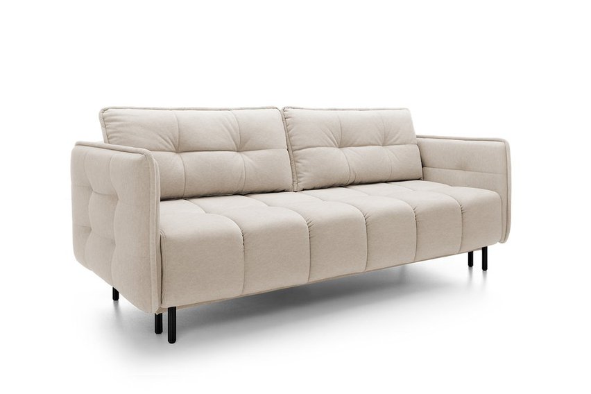 Portosello three-seater sofa bed with pocket spring and storage (Fabric: Castel 03, Legs: Black)