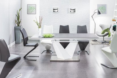 Extendable table Aramoko II 160-220x90 cm gray - white