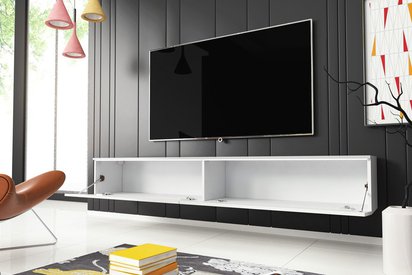 TV cabinet Kane 180 cm (Colour variant: Matt White / Glossy White, Colour: Non)