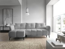 Odisso L-shaped corner sofa with sleeping function with Catch Me 22 boucle container, left-handed