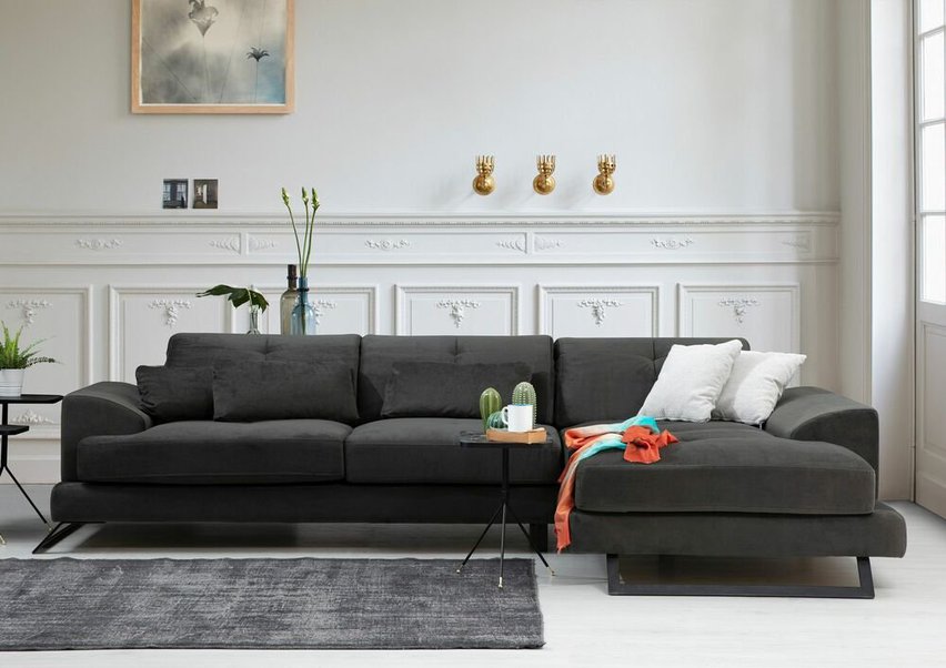 Corner sofa Terwince anthracite eco-leather right side