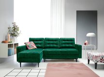 Corner sofa with sleeping function Juttic 227 cm (Fabric: Riviera 38, Legs: Black, Side: Left)