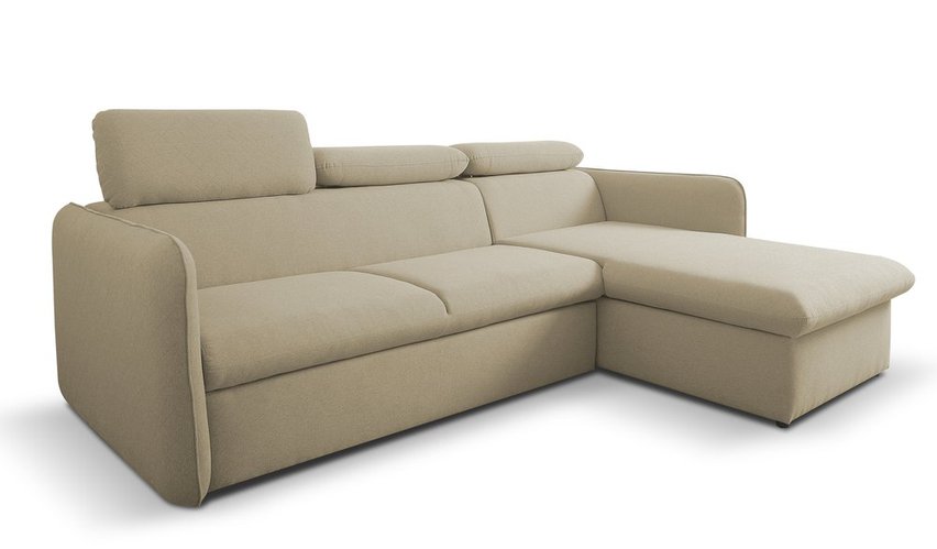 Corner sofa with sleeping function Paladia Castel 15 in hydrophobic velvet fabric, right-hand side