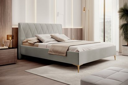 Upholstered bed 140x200 cm Tiksi cream velvet
