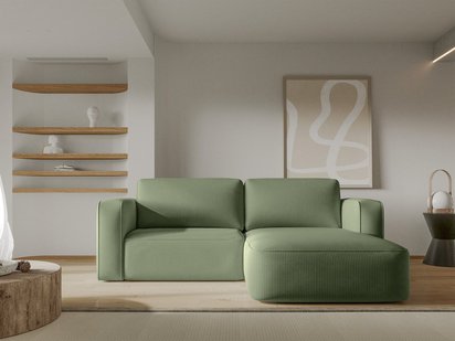 Bissari L-shaped right-hand corner sofa with sleeping function with Perla 55 corduroy container