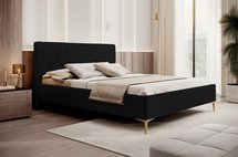 Upholstered bed 160x200 cm Tiksi black velvet